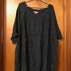 Woman Within Black Sweater Short Sleeved